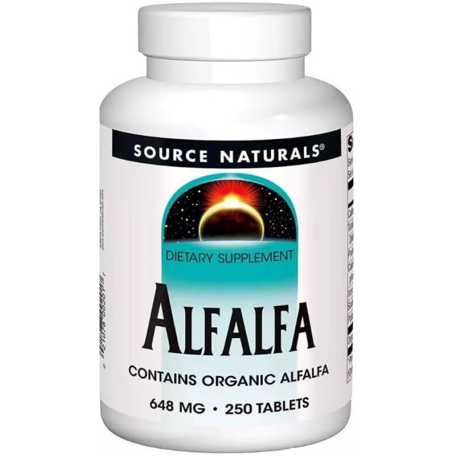 Люцерна, 648 мг, Alfalfa, Source Naturals, 250 таблеток: ціни та характеристики