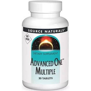 Мультивитамины и Минералы, без железа, Advanced One Multiple No Iron, Source Naturals, 30 таблеток