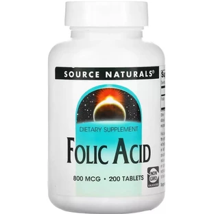 Фолієва кислота, 800 мкг, Folic Acid, Source Naturals, 200 таблеток