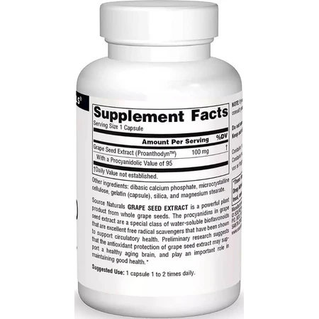 Екстракт виноградних кісточок, 100 мг, Grape Seed Extract, Proanthodyn, Source Naturals, 30 капсул: ціни та характеристики
