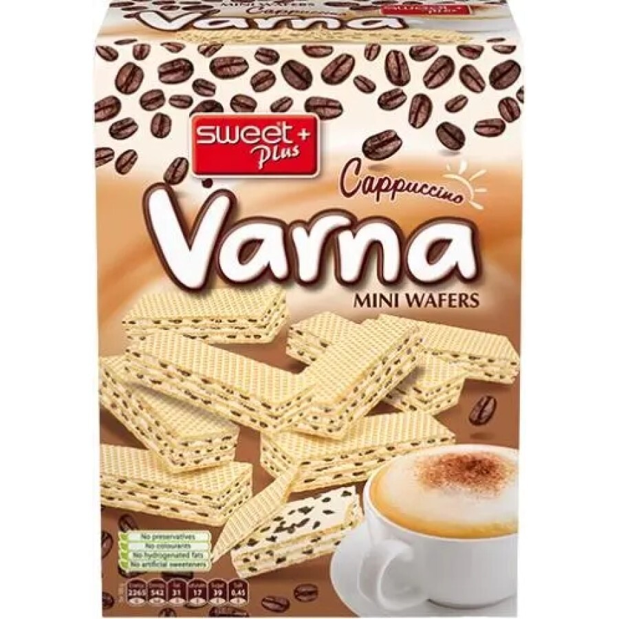 Міні-вафлі  Varna Сappuccino з кремом капучіно і шматочками какао-печива, 240 г: ціни та характеристики