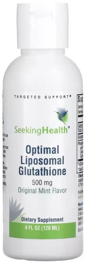 Глутатион Оптимальный липосомальный, 500 мг, вкус мяты, Optimal Liposomal Glutathione, Original Mint, Seeking Health, 120 мл: цены и характеристики