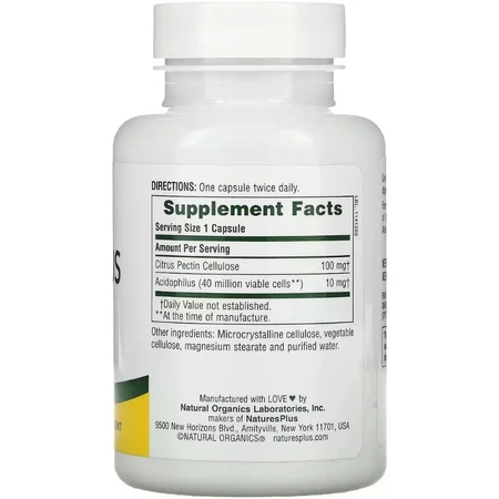 Ацидофільні бактерії з пектином, Acidophilus with Pectin, Natures Plus, 90 капсул: ціни та характеристики