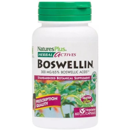 Босвелін, 300 мг, Boswellin, Herbal Actives, Natures Plus, 60 вегетаріанських капсул