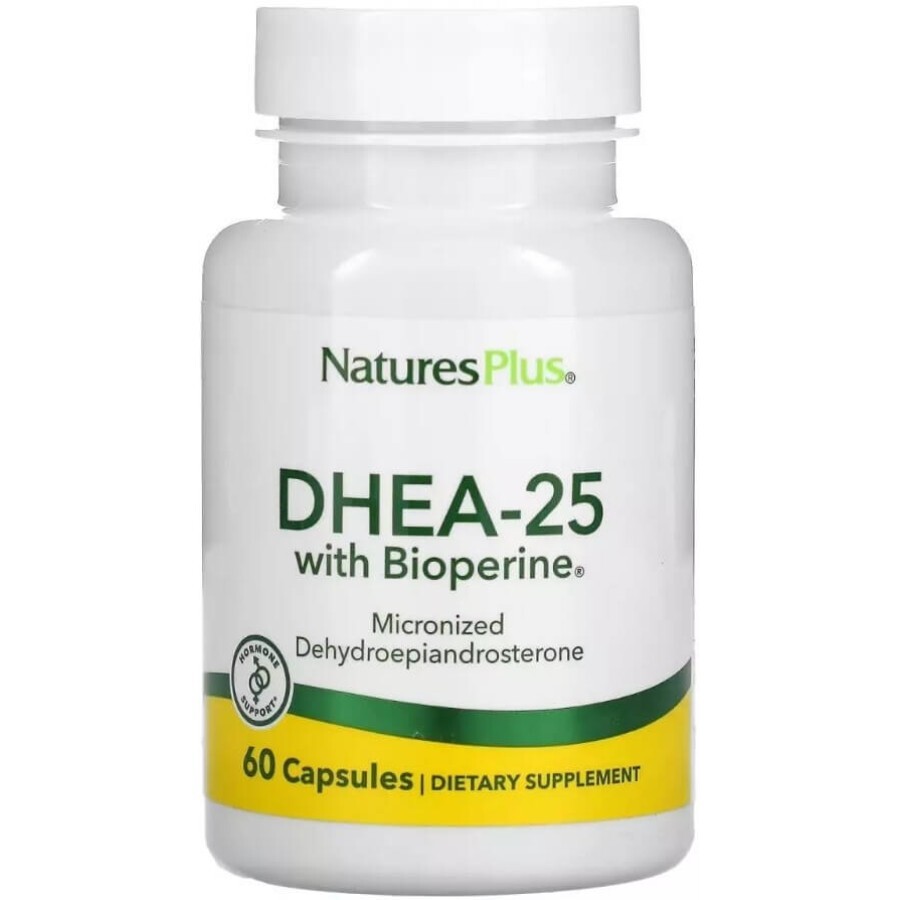 Дегідроепіандростерон з біоперином, 25 мг, DHEA-25 With Bioperine, Natures Plus, 60 капсул: ціни та характеристики