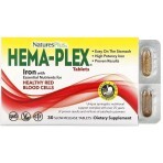 Железо с незаменимыми питательными веществами длительного высвобождения, Hema-Plex, Iron with Essential Nutrients for Healthy Red Blood Cells, Natures Plus, 30 таблеток: цены и характеристики