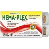 Железо с незаменимыми питательными веществами длительного высвобождения, Hema-Plex, Iron with Essential Nutrients for Healthy Red Blood Cells, Natures Plus, 30 таблеток