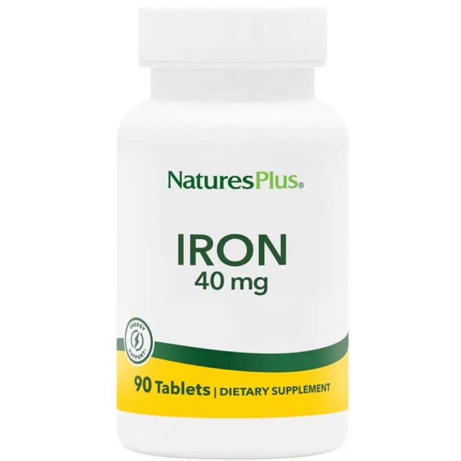 Залізо, 40 мг, Iron, Natures Plus, 90 таблеток: ціни та характеристики