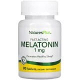 Мелатонин Быстродействующий, 1 мг, Fast Acting Melatonin, Natures Plus, 90 таблеток