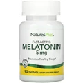 Мелатонін Швидкодіючий, 5 мг, Fast Acting Melatonin, Natures Plus, 90 таблеток