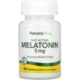 Мелатонін Швидкодіючий, 5 мг, Fast Acting Melatonin, Natures Plus, 90 таблеток