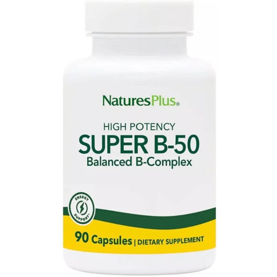 Супер В-Комплекс, В-50, Super B-50, Natures Plus, 90 вегетаріанських капсул: ціни та характеристики
