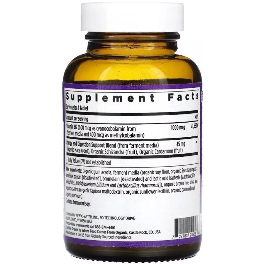 Вітамін B12 Ферментований, 1 мг, Fermented Vitamin В12, New Chapter, 30 таблеток: ціни та характеристики