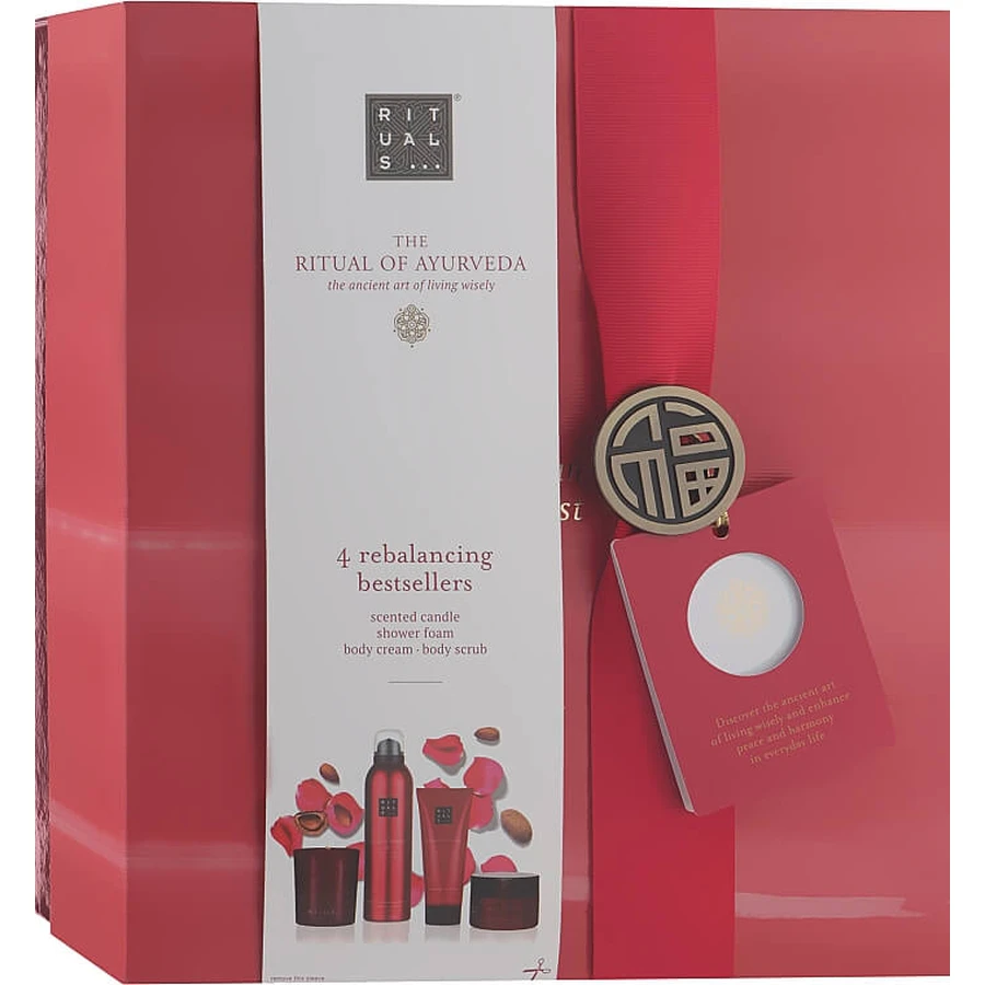 Набір Rituals The Ritual Of Ayurveda Rebalancing Medium Gift Set 2021(sh/gel/200ml + b/scrub/125g + b/cr/70ml + candle/140g): ціни та характеристики