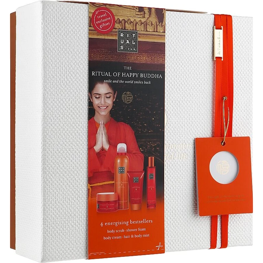 Набір Rituals The Ritual Of Happy Buddha (sg/gel/200ml + b/cr/70ml + mist/50ml + scrub/125ml): ціни та характеристики