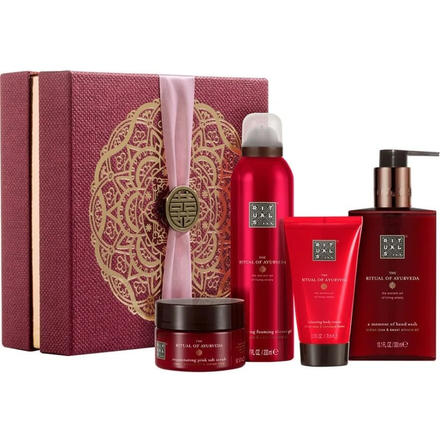 Набор Rituals The Ritual of Ayurveda Medium Gift Set (scr/125g + h/wash/300ml + sh/gel/200ml + b/cr/70ml): цены и характеристики