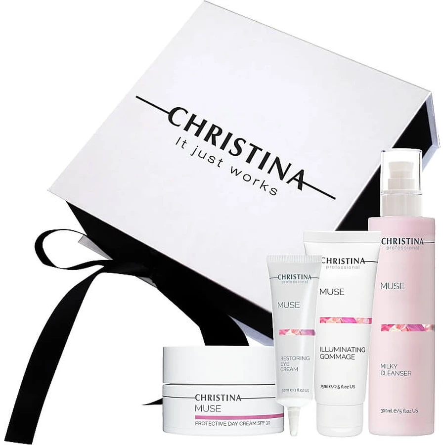 Подарунковий набір "Muse" Christina Muse (gommage/75ml + cleanser/300ml + cr/50ml + eye/cr/30ml): ціни та характеристики