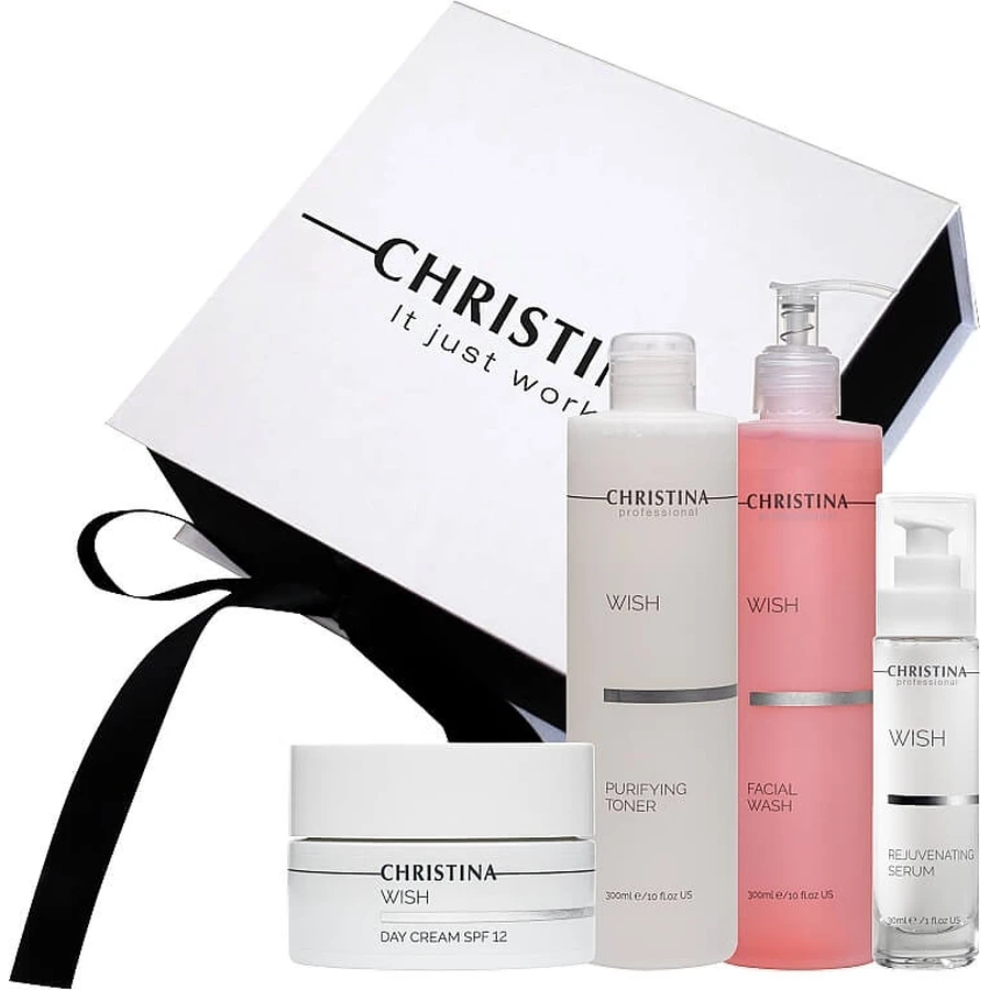 Подарунковий набір Christina Wish (f/toner/300ml + f/gel/300ml + f/day/cr/50ml + f/ser/30ml): ціни та характеристики