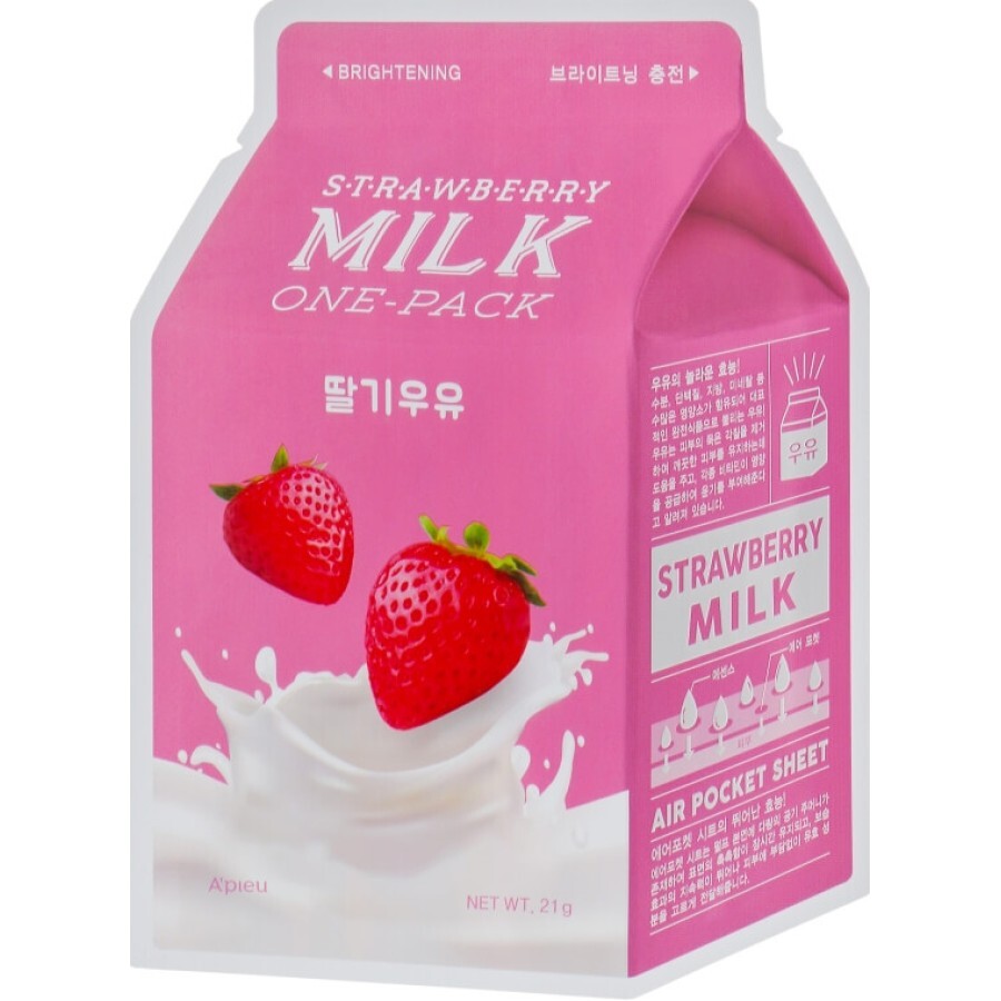 Тканинна маска "Полуниця" A'pieu Strawberry Milk One-Pack 21g: ціни та характеристики