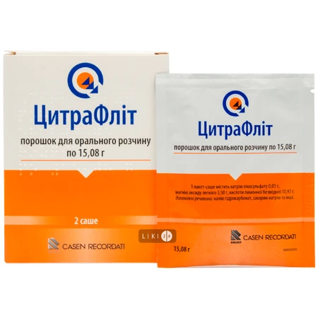 Цитрафлит пор. д/оральн. р-ра 15,08 г пакет-саше, коробка №2: цены и характеристики