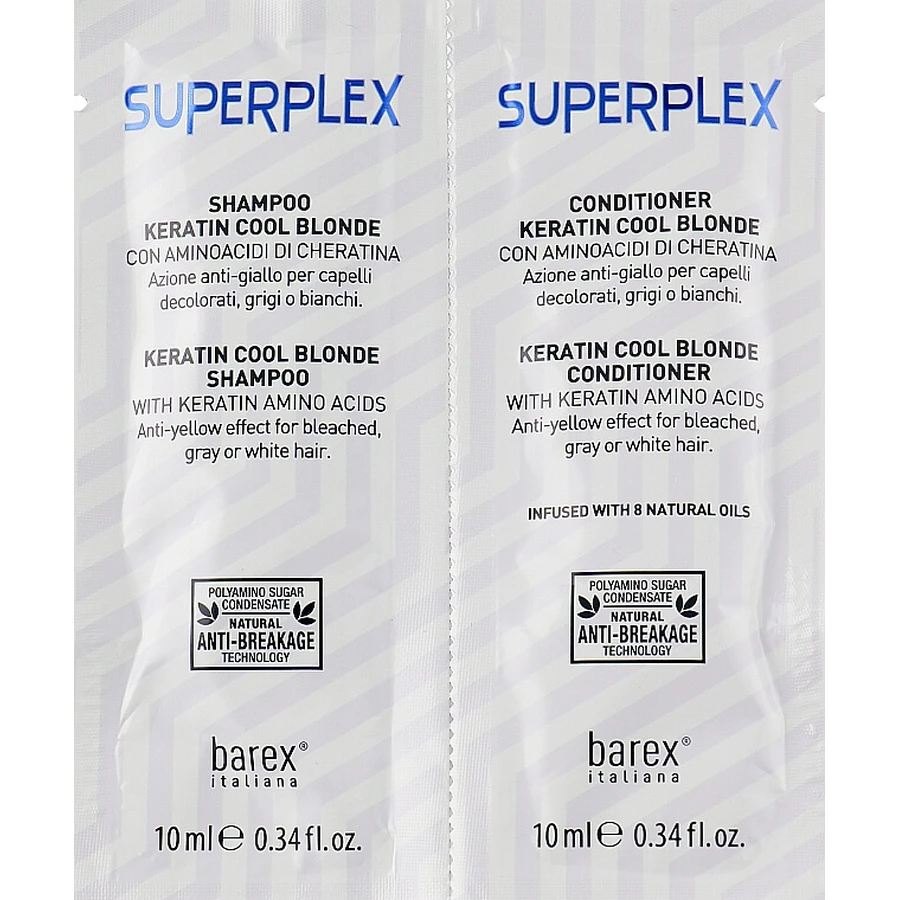 Набір "Холодний блонд" Barex Italiana SuperPlex (пробник) (sch/10ml + cond/10ml): ціни та характеристики