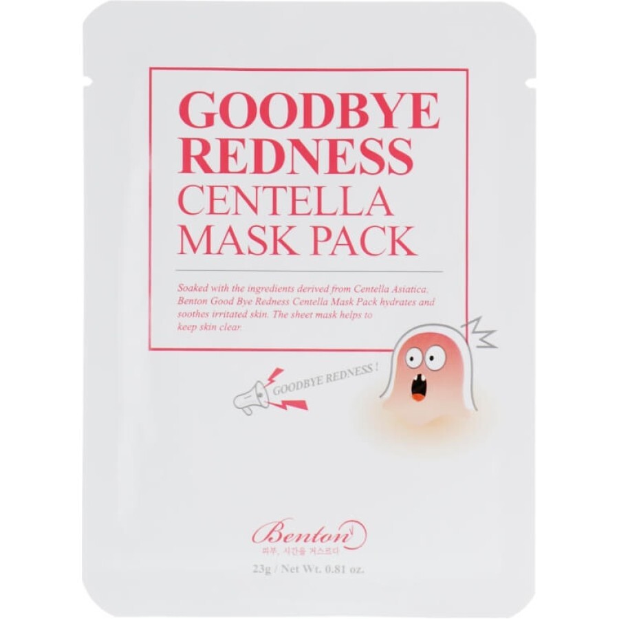 Тканинна маска з центеллою азіатською Benton Goodbye Redness Centella Mask Pack 10x23g: ціни та характеристики