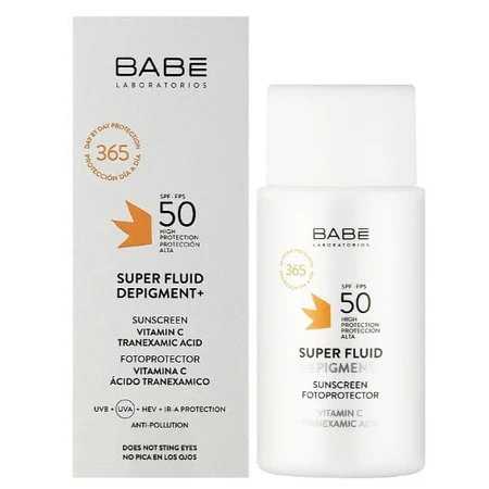 Сонцезахисний флюїд-депігментант Babe Laboratorios Sun Protection Super Fluid Depigment+ SPF50з транексамовою кислотою, 50 мл: ціни та характеристики