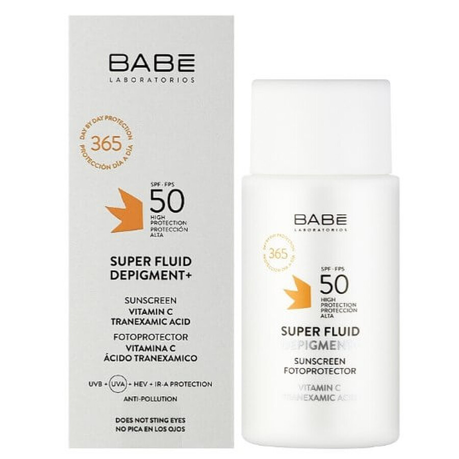 Сонцезахисний флюїд-депігментант Babe Laboratorios Sun Protection Super Fluid Depigment+ SPF50з транексамовою кислотою, 50 мл: ціни та характеристики