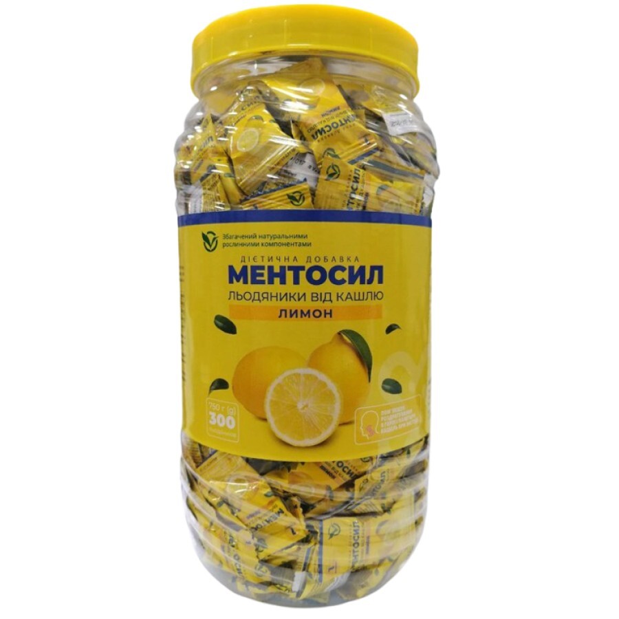 Ментосил льодяники від кашлю зі смаком лимона, №300: ціни та характеристики