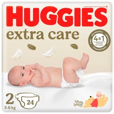 Підгузки Huggies Extra Care 2, 3-6 кг, 24 шт.