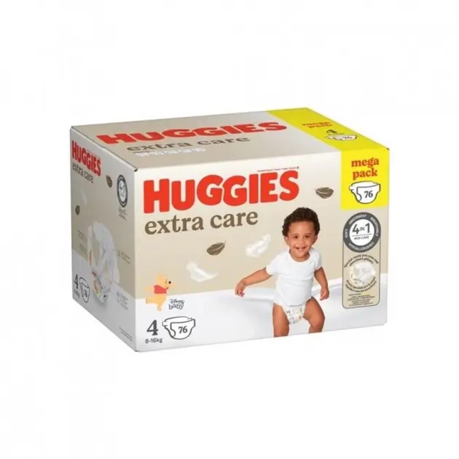 Підгузки Huggies Extra Care Size 4, 8-16 кг, 76 шт.: ціни та характеристики