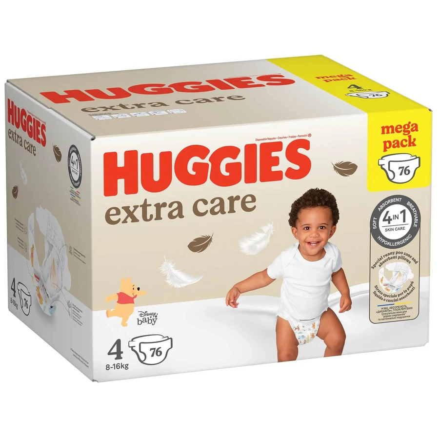 Подгузники Huggies Extra Care Size 4, 8-16 кг, 76 шт.: цены и характеристики