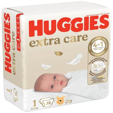 Підгузки Huggies Extra Care 1, 2-5 кг, 22 шт.: ціни та характеристики