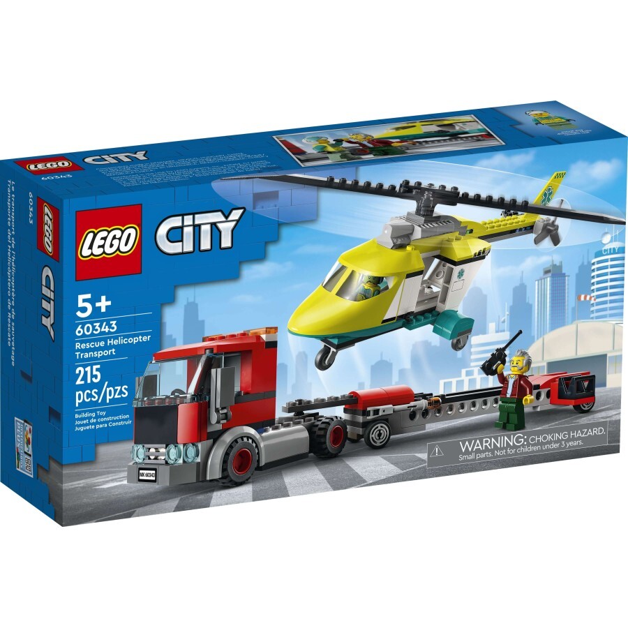 Конструктор LEGO City Перевезення рятувального вертольота 215 деталей: ціни та характеристики
