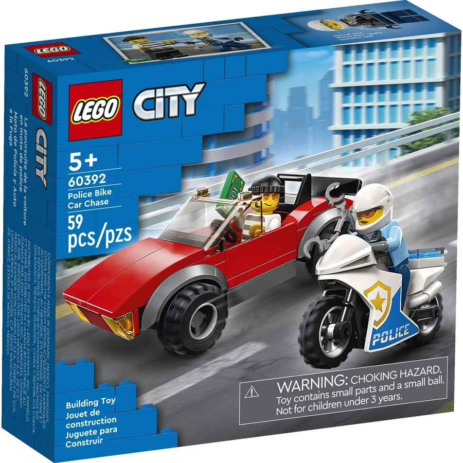Конструктор LEGO City Переслідування автомобіля на поліцейському мотоциклі: ціни та характеристики