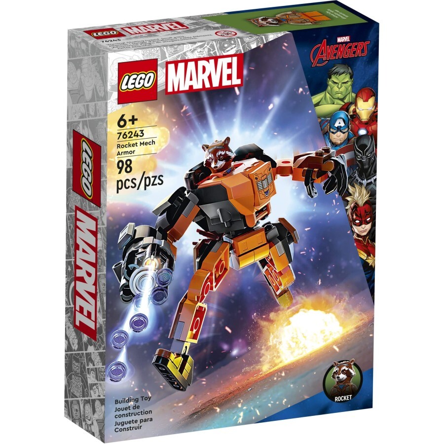 Конструктор LEGO Super Heroes Робоброня Єнота Ракети 98 деталей: ціни та характеристики