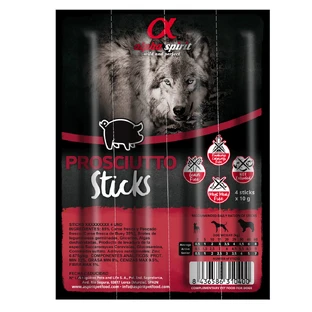 Ласощі для собак Alpha Spirit DOG Sticks Prosciutto напіввологі з прошуто, палички, 40 г