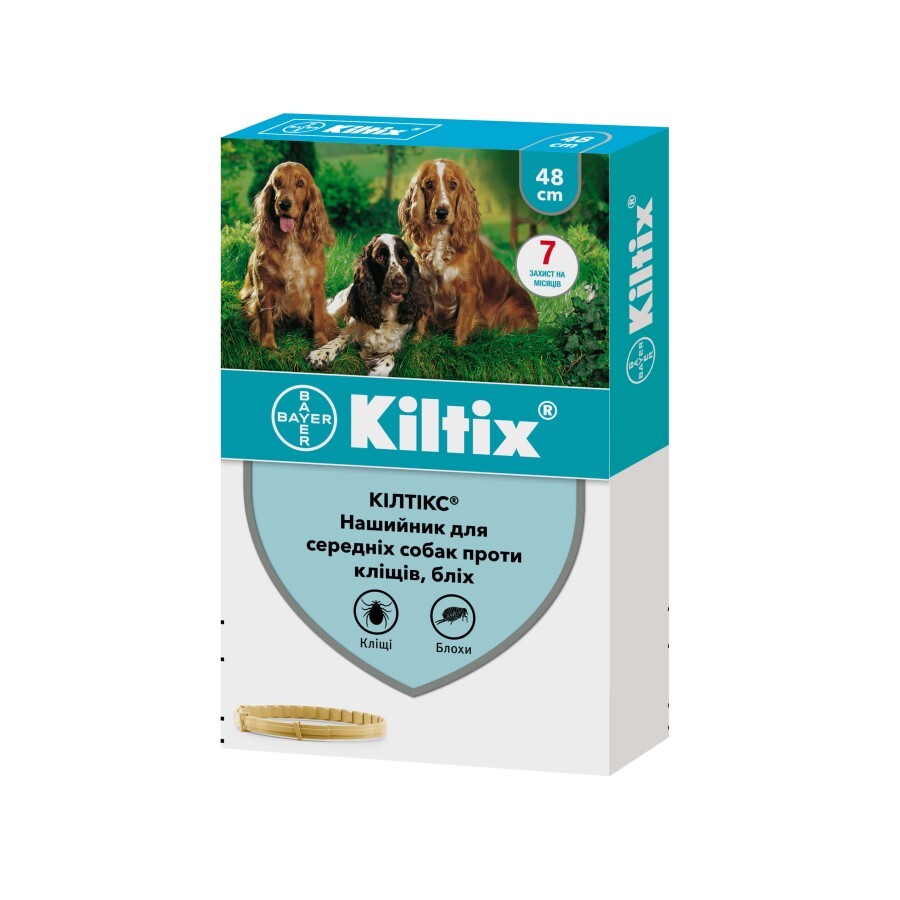 Ошейник для животных Bayer Килтикс от блох и клещей для средних собак, 48 см: цены и характеристики
