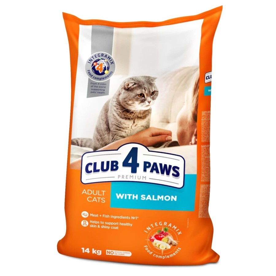 Сухой корм для кошек Club 4 Paws Премиум. С лососем 14 кг: цены и характеристики