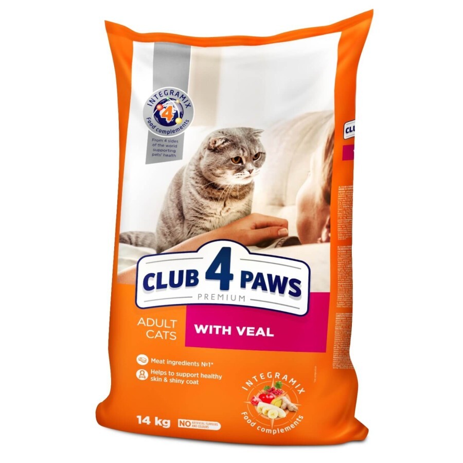 Сухий корм для кішок Club 4 Paws Преміум. З телятиною 14 кг: ціни та характеристики