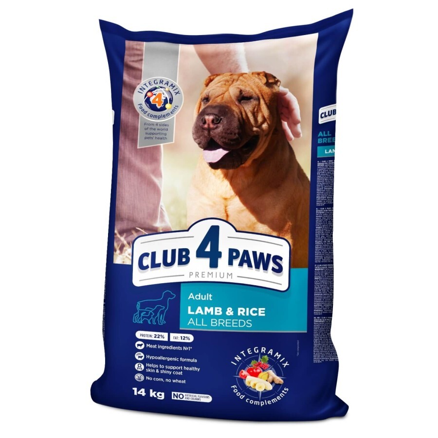 Сухий корм для собак Club 4 Paws Преміум. Ягня і рис 14 кг: ціни та характеристики