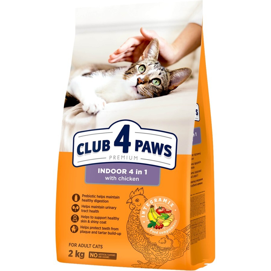 Сухой корм для кошек Club 4 Paws Premium обитающих в помещении "4в1" 2 кг: цены и характеристики