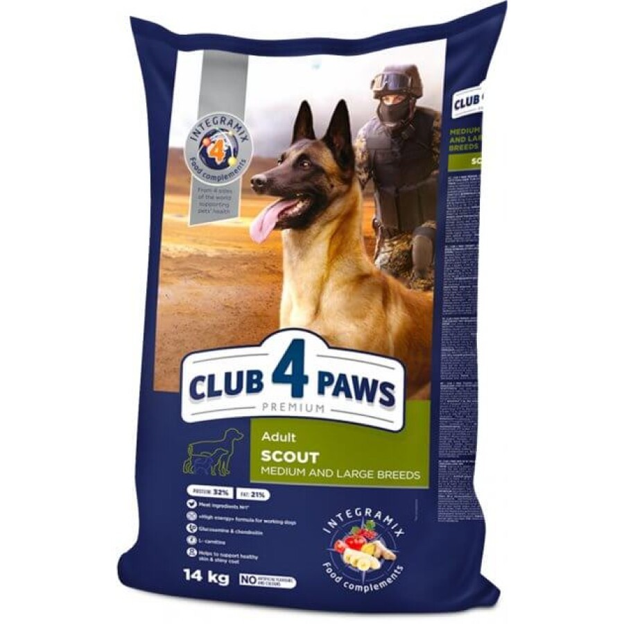 Сухой корм для собак Club 4 Paws Премиум. Скаут для средних и больших пород 14 кг.: цены и характеристики