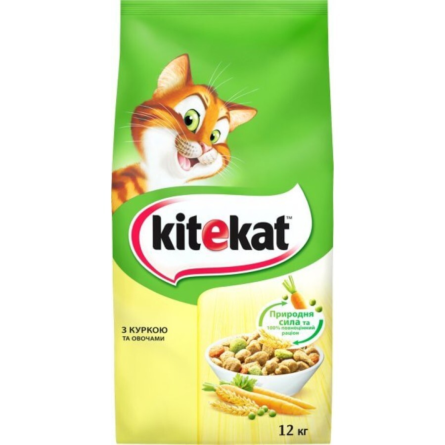 Сухой корм для кошек Kitekat Курица с овощами 12 кг: цены и характеристики