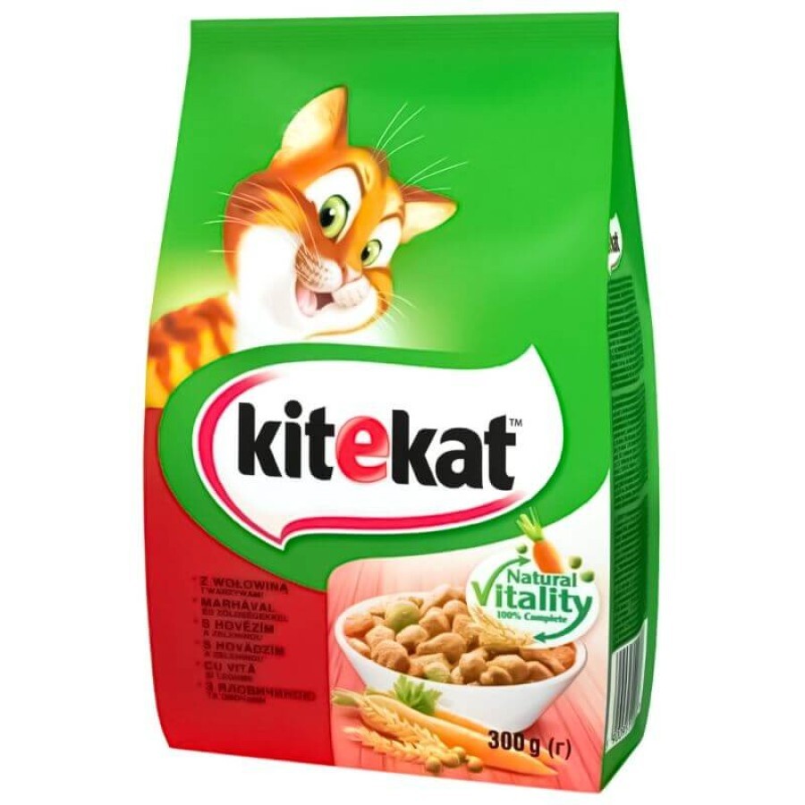 Сухой корм для кошек Kitekat Говядина с овощами 300 г: цены и характеристики