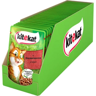 Влажный корм для кошек Kitekat с говядиной в соусе 100 г