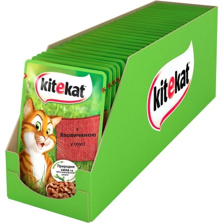 Вологий корм для кішок Kitekat з яловичиною в соусі 100 г