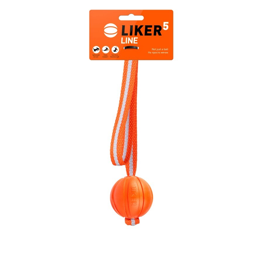 Іграшка для собак Liker Line М'ячик зі стрічкою 5 см: ціни та характеристики