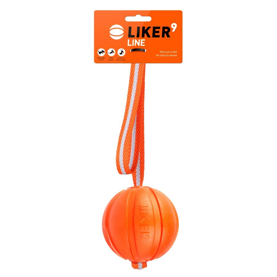 Игрушка для собак Liker Line Мячик с лентой 9 см: цены и характеристики