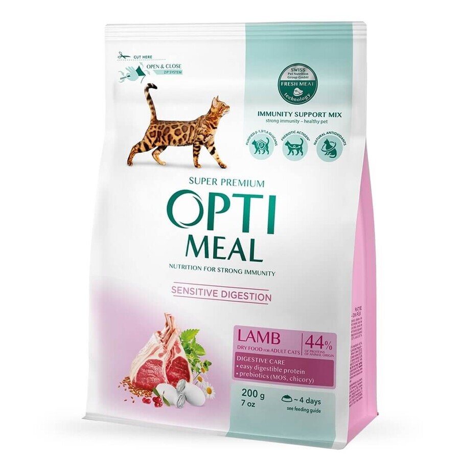 Сухой корм для кошек Optimeal с чувствительным пищеварением ягненок, 200 г: цены и характеристики